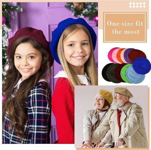 15 Pieces Women Wool Beret Hat Wool French Beret Hat Artist Beret Cap Winter Solid Color Hat for Women Girls (Elegant Color) in Saudi Arabia