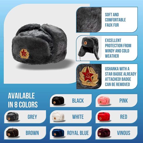قبعة BELEON Ushanka من الفرو الروسي - قبعة صياد الجيش السوفيتي - قبعة الشتاء in Kuwait