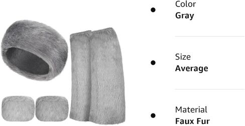 SATINIOR 3 Pieces Faux Fur Headband Set Ear Warmer Headwrap Furry Wrist Cuff Leg Warmers Boot Cuff Accessories for Girls in Kuwait
