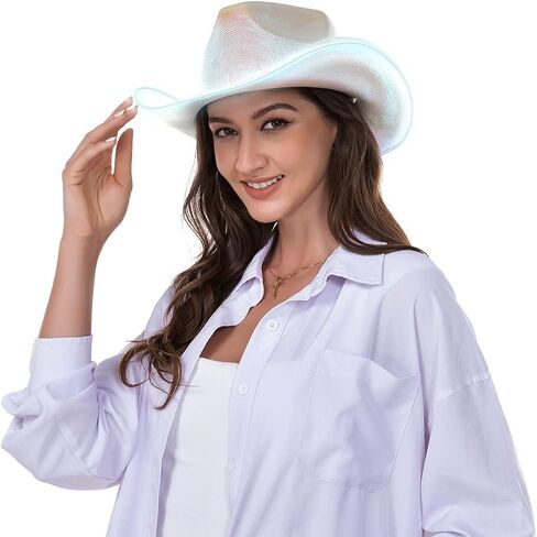 HSCTEK قبعة رعاة البقر المضيئة ثلاثية الأبعاد (سلك EL محدث) in Saudi Arabia