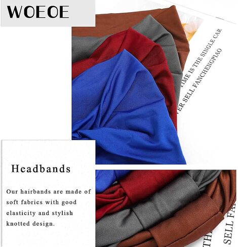 عصابات الرأس الأفريقية من Wooee، عصابات شعر معقودة، أغطية رأس رياضية لليوجا السوداء، وشاح رأس مرن واسع للنساء والفتيات (عبوة من 4 قطع) in Kuwait