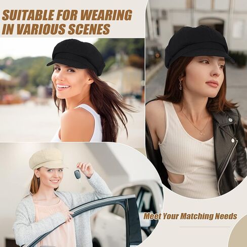 2 قطع النساء قبعة موزع الصحف قناع القبعات القبعات الناعمة 8 لوحات خمر قبعة أجرة قبعة مثمنة للنساء الفتيات in Kuwait