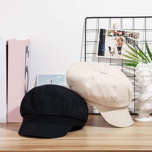 2 قطع النساء قبعة موزع الصحف قناع القبعات القبعات الناعمة 8 لوحات خمر قبعة أجرة قبعة مثمنة للنساء الفتيات in Kuwait