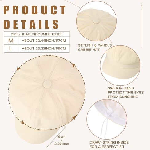 2 قطع النساء قبعة موزع الصحف قناع القبعات القبعات الناعمة 8 لوحات خمر قبعة أجرة قبعة مثمنة للنساء الفتيات in Kuwait