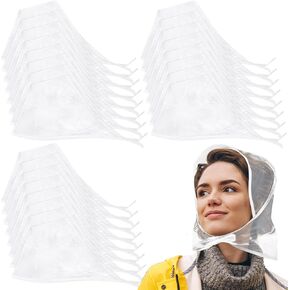 Bulk 24 Pieces Women's Rain Bonnet Rain Cap with Visor Clear Waterproof Rain Scarf Plastic Rain Hats for Women Lady Rain Wear in Kuwait