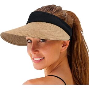 Women Straw Sun Visor Hat Wide Brim Summer UV Protection Beach Cap Foldable Packale Korean Style