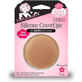 Hollywood Fashion Secrets Silicone Coverups, Hypoallergenic, Reusable, Washable, Gentle on Skin, Ultra Thin, Self Adhesive, Dark Shade, 1 Pack in Kuwait