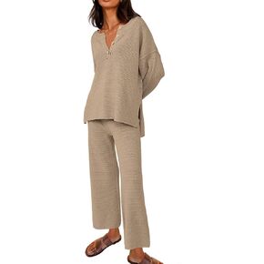 LILLUSORY Women's 2 Piece Trendy Outfits Oversized Slouchy Matching Sets Cozy Knit Sweatsuit Sets