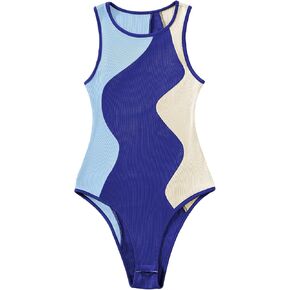 Verdusa Women's Color Block Sleeveless Scoop Neck Tank Bodysuit Top in Kuwait