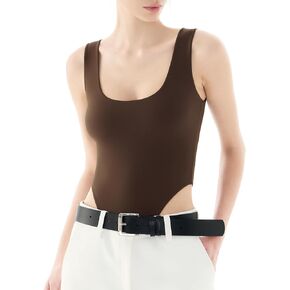 PUMIEY Women's Square Neck High-Cut Bodysuit Sexy Tops Sharp Collection