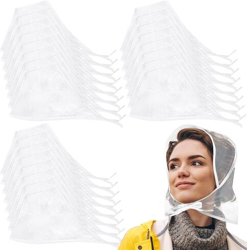 Bulk 24 Pieces Women's Rain Bonnet Rain Cap with Visor Clear Waterproof Rain Scarf Plastic Rain Hats for Women Lady Rain Wear in Kuwait