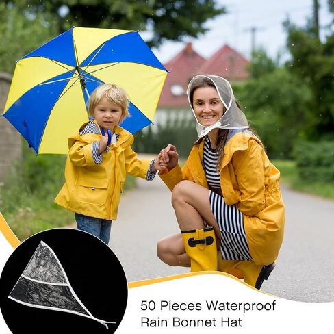 Bulk 24 Pieces Women's Rain Bonnet Rain Cap with Visor Clear Waterproof Rain Scarf Plastic Rain Hats for Women Lady Rain Wear in Kuwait