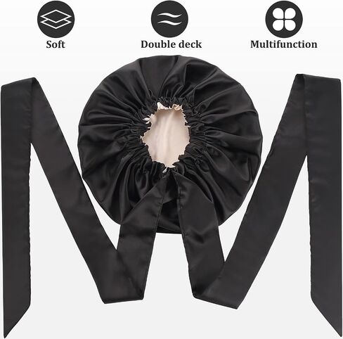 Silk Bonnet for Sleeping, Satin Bonnet for Black Women, Silk Hair Wraps for Sleeping, Silk Head Wraps for Curly Hair, Large Bonnet for Braids in Saudi Arabia