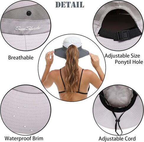 Womens Summer Sun Hat Beach Hat Wide Brim Outdoor UV Protection Hat Foldable Cool Mesh Ponytail Bucket Hat in Kuwait