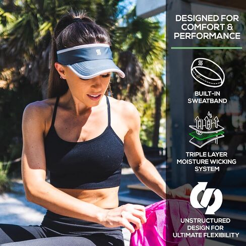 SAAKA Sport Visor for Women. Soft, Stretchy, Lightweight & Adjustable. Running, Tennis, Golf & Sports. in Kuwait