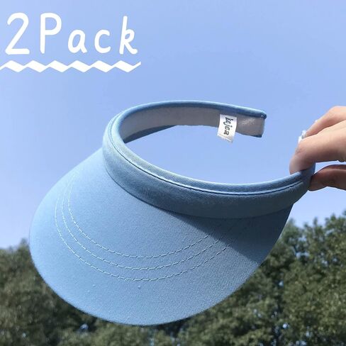 2 Pack Visor Women Men Sun Hat Clip On Visors Adjustable Sport Wide Brim Cap in Kuwait