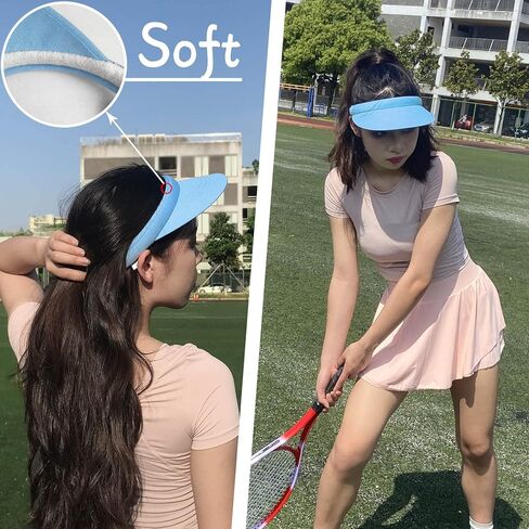 2 Pack Visor Women Men Sun Hat Clip On Visors Adjustable Sport Wide Brim Cap in Kuwait