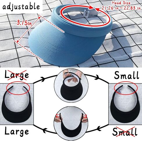 2 Pack Visor Women Men Sun Hat Clip On Visors Adjustable Sport Wide Brim Cap in Kuwait