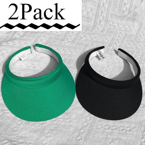 2 Pack Visor Women Men Sun Hat Clip On Visors Adjustable Sport Wide Brim Cap in Kuwait