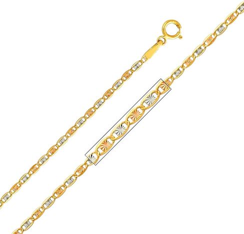The World Jewelry Center 14k Tri-Color Gold Religious Baptism Pendant with 1.5mm Valentino Diamond Cut Chain Necklace in Saudi Arabia