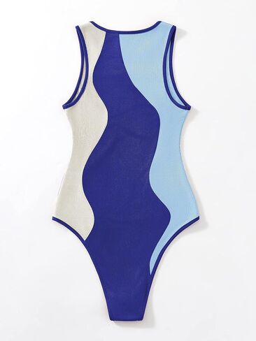 Verdusa Women's Color Block Sleeveless Scoop Neck Tank Bodysuit Top in Kuwait