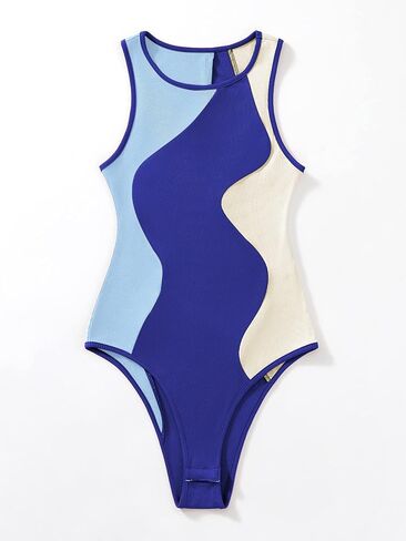 Verdusa Women's Color Block Sleeveless Scoop Neck Tank Bodysuit Top in Kuwait