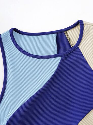 Verdusa Women's Color Block Sleeveless Scoop Neck Tank Bodysuit Top in Kuwait