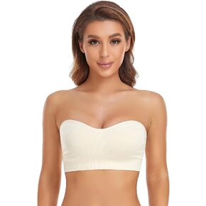 Lusait Strapless Bra for Women Non-Slip Silicone Padded Bandeau Bra Wireless Tube Top Bra