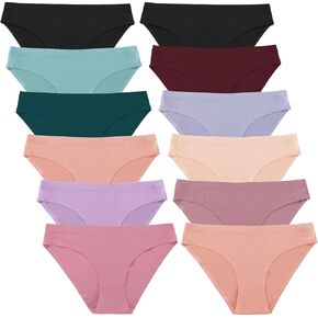 FINETOO 12 Pack Women’s Seamless Hipster Underwear No Show Panties Invisibles Briefs Soft Stretch Bikini Underwears XS-XL in Saudi Arabia