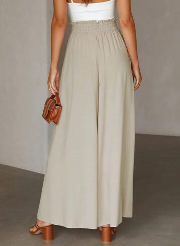 Dokotoo Pants for Women Casual Elastic Waist Wide Leg Pants with Pockets in Kuwait