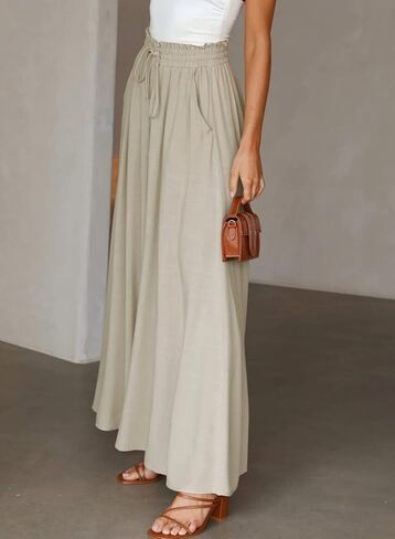 Dokotoo Pants for Women Casual Elastic Waist Wide Leg Pants with Pockets in Kuwait