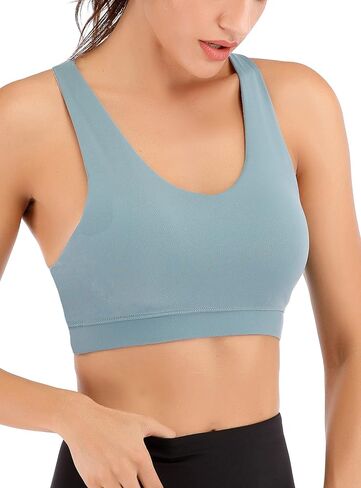 حمالة صدر رياضية للنساء من RUNNING GIRL، حمالات صدر رياضية مبطنة بظهر متقاطع ودعم متوسط، حمالة صدر لليوجا مع أكواب قابلة للإزالة in Kuwait