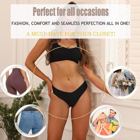 Sth Big Cheeky Underwear for Women Lace No Show Bikini Soft Breathe Seamless Panties Ladies Sexy Hipster Set 6 Pack in Kuwait