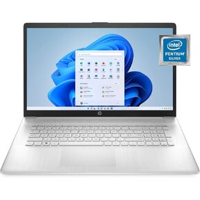 HP 17" Laptop, Intel Pentium Silver N5030 Processor, Intel UHD Graphics 605, 4 GB RAM, 256 SSD, Windows 11 Home in S Mode (17-cn0030nr, Natural Silver) in Kuwait
