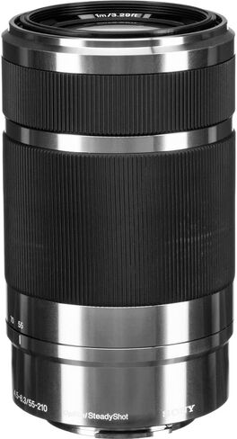 Sony E 55-210mm f/4.5-6.3 OSS Lens (Silver) (SEL55210) + Filter Kit + Backpack + 64GB Card + Card Reader + Flex Tripod + Memory Wallet + Lens Cap Keeper + Cleaning Kit + Hand Strap + More (Renewed) in Saudi Arabia