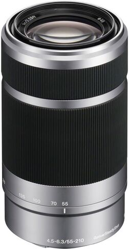 Sony E 55-210mm f/4.5-6.3 OSS Lens (Silver) (SEL55210) + Filter Kit + Backpack + 64GB Card + Card Reader + Flex Tripod + Memory Wallet + Lens Cap Keeper + Cleaning Kit + Hand Strap + More (Renewed) in Saudi Arabia
