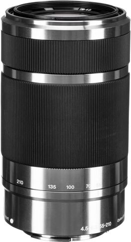 Sony E 55-210mm f/4.5-6.3 OSS Lens (Silver) (SEL55210) + Filter Kit + Backpack + 64GB Card + Card Reader + Flex Tripod + Memory Wallet + Lens Cap Keeper + Cleaning Kit + Hand Strap + More (Renewed) in Saudi Arabia