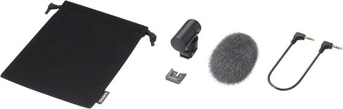 Sony Vlogger Shotgun Microphone with Multi Interface Shoe Bundle with Nylon Braided 3.5mm Male-Female Audio Cable (2 Items) in Kuwait