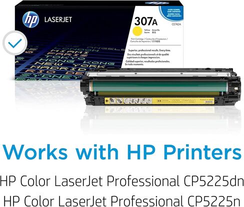 Original HP 307A Yellow Toner Cartridge | Works with HP Color LaserJet Professional CP5225 Series | CE742A in Saudi Arabia