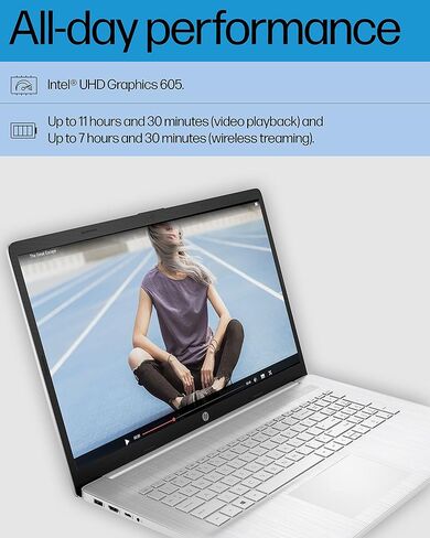 HP 17" Laptop, Intel Pentium Silver N5030 Processor, Intel UHD Graphics 605, 4 GB RAM, 256 SSD, Windows 11 Home in S Mode (17-cn0030nr, Natural Silver) in Kuwait