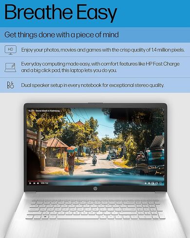HP 17" Laptop, Intel Pentium Silver N5030 Processor, Intel UHD Graphics 605, 4 GB RAM, 256 SSD, Windows 11 Home in S Mode (17-cn0030nr, Natural Silver) in Kuwait