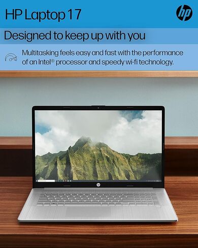 HP 17" Laptop, Intel Pentium Silver N5030 Processor, Intel UHD Graphics 605, 4 GB RAM, 256 SSD, Windows 11 Home in S Mode (17-cn0030nr, Natural Silver) in Kuwait