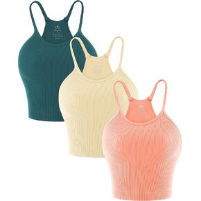 Sunzel Free to Be Tank, Crop Ribbed Tank Tops Seamless Racerback Camisoles No pad Camis Cropped Workout Gym Yoga