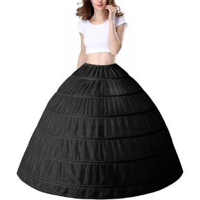 PrettyQueen Women 6 Hoop Petticoat White A-line Floor-Length Crinoline Underskirt for Bridal Wedding Dress Ball Gown