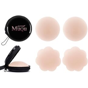 MUQU Pasties Nipple Covers - Silicone Nipple Covers Reusable Adhesive Invisible Nippleless Cover Breast Petals for Women in Saudi Arabia