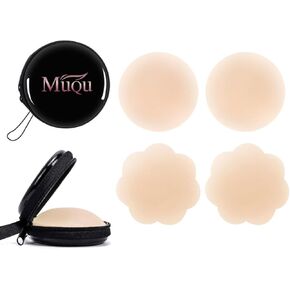 MUQU Pasties Nipple Covers - Silicone Nipple Covers Reusable Adhesive Invisible Nippleless Cover Breast Petals for Women