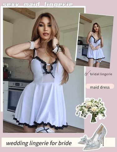 ملابس داخلية مثيرة من Avidlove للنساء، ملابس خادمة للعب الأدوار، ملابس داخلية مثيرة، ملابس داخلية من الدانتيل المشاغب in Kuwait