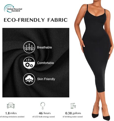FeelinGirl Women's Bodycon Midi Dresses Built in Bra Shapewear Sundress Slip in Saudi Arabia