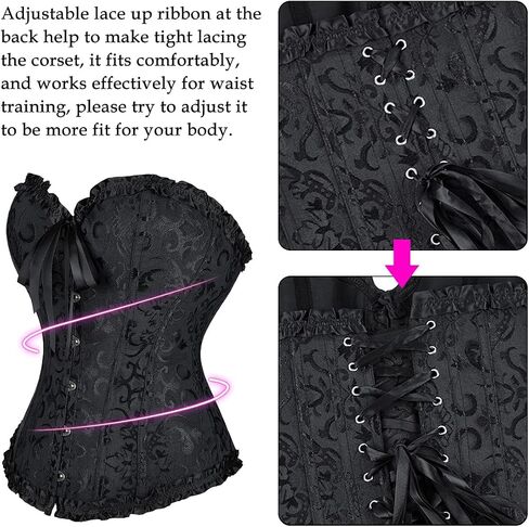SZIVYSHI Corset Tops for Women, Bustier Shapewear Lingerie, Lace Waist Push Up Bodysuit in Saudi Arabia