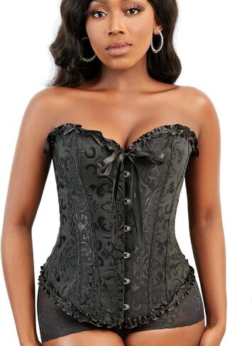 SZIVYSHI Corset Tops for Women, Bustier Shapewear Lingerie, Lace Waist Push Up Bodysuit in Saudi Arabia